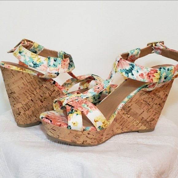 floral cork wedge heels - Picture 7 of 7